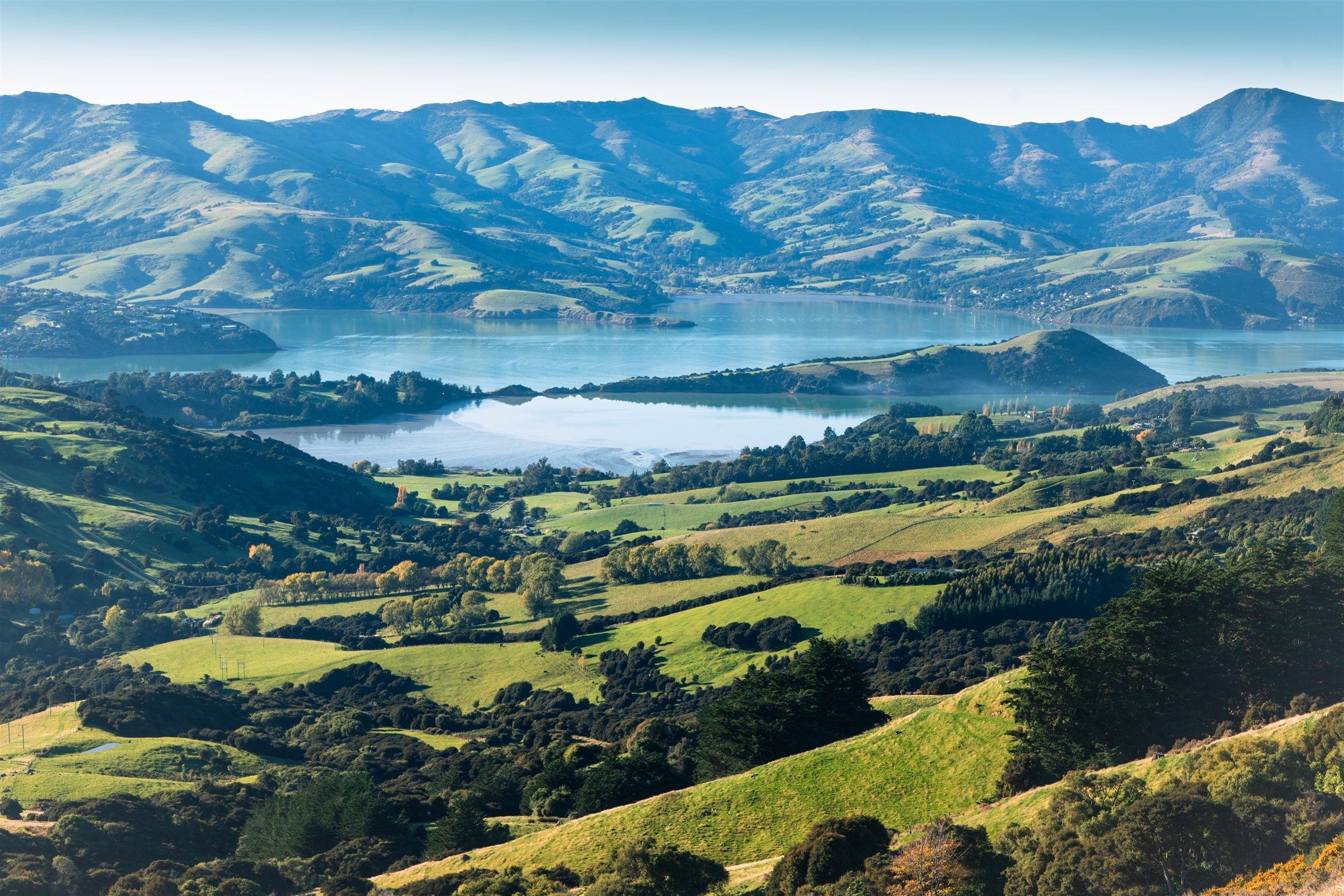 View over Akaroa Harbour and Banks Peninsula from the Summit Road