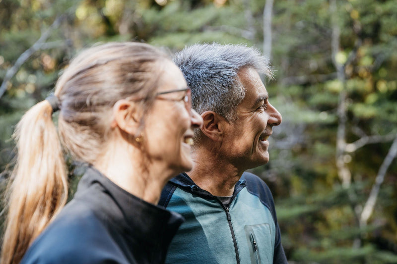 Guest and guide laughing